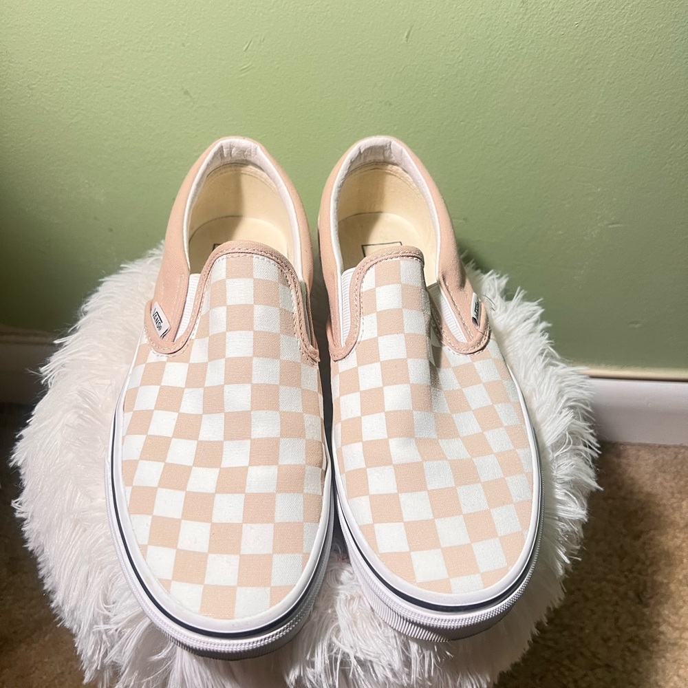 Vans Cream and White Slip-On Sneakers